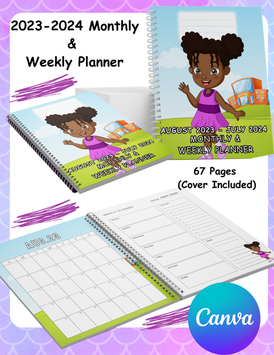 2023-2024 Monthly & Weekly Planner Page Template