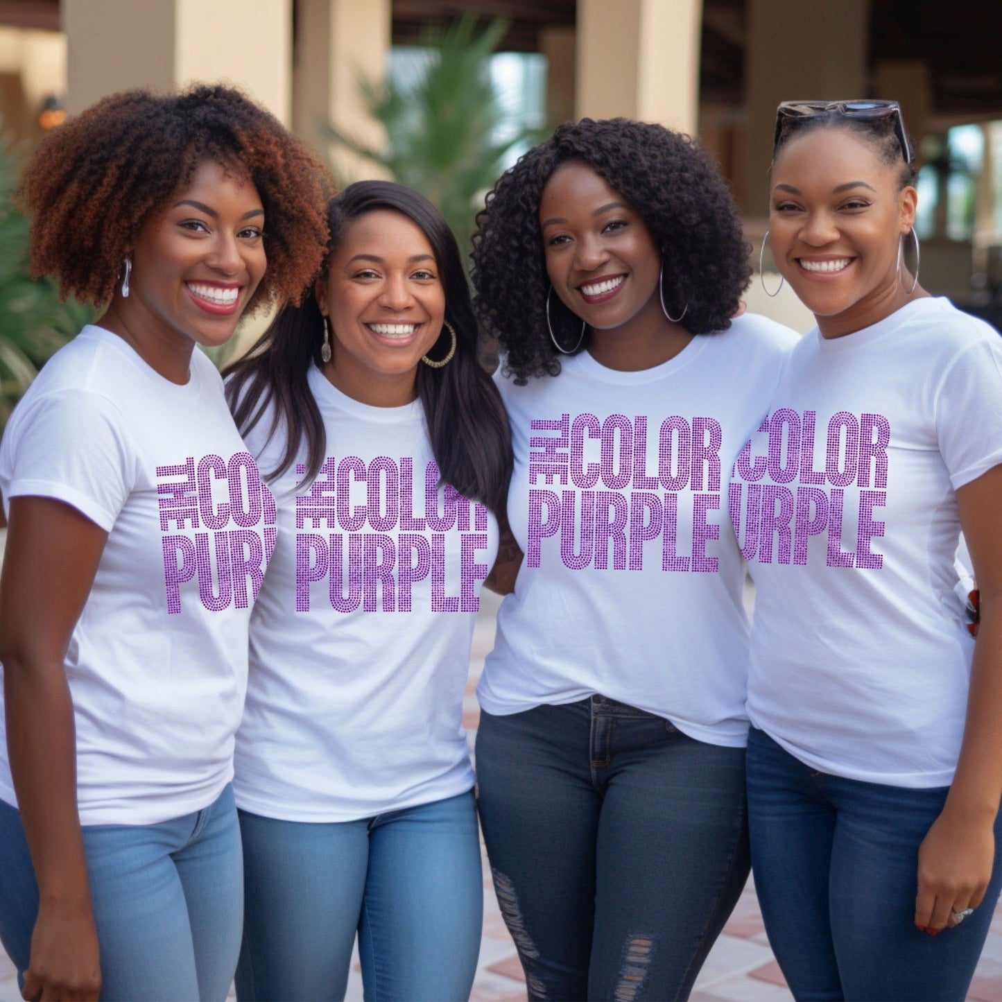 Color Purple Rhinestone T-Shirt