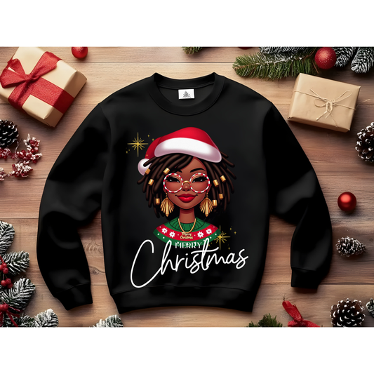 Festive Black Merry Christmas Sweatshirt